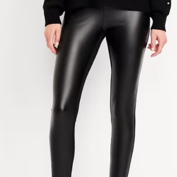 Old Navy Pants - High-Waisted Faux Leather Front-Panel Leggings NWT